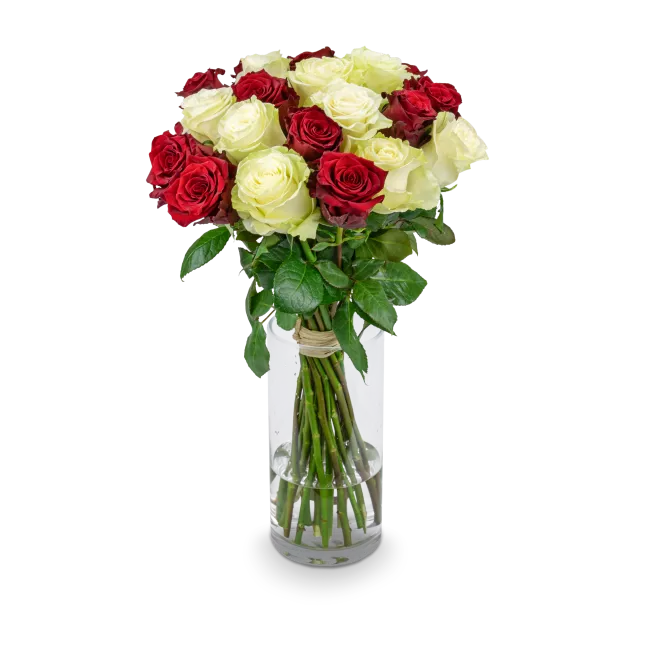 Boquet of white and red roses